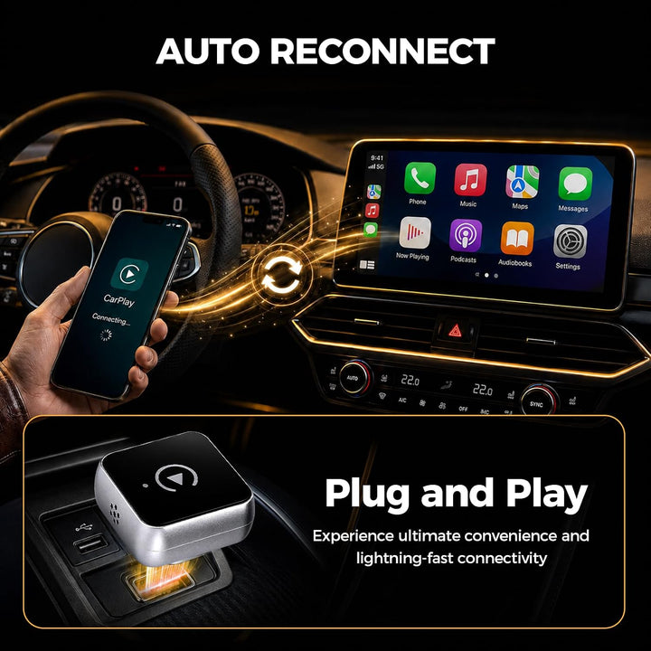 2026 CarPlay &amp; Android Auto 2-in-1 Wireless Adapter, 2.4/5GHz WiFi, BT5.0, USB-C/A, Plug &amp; Play, EIN