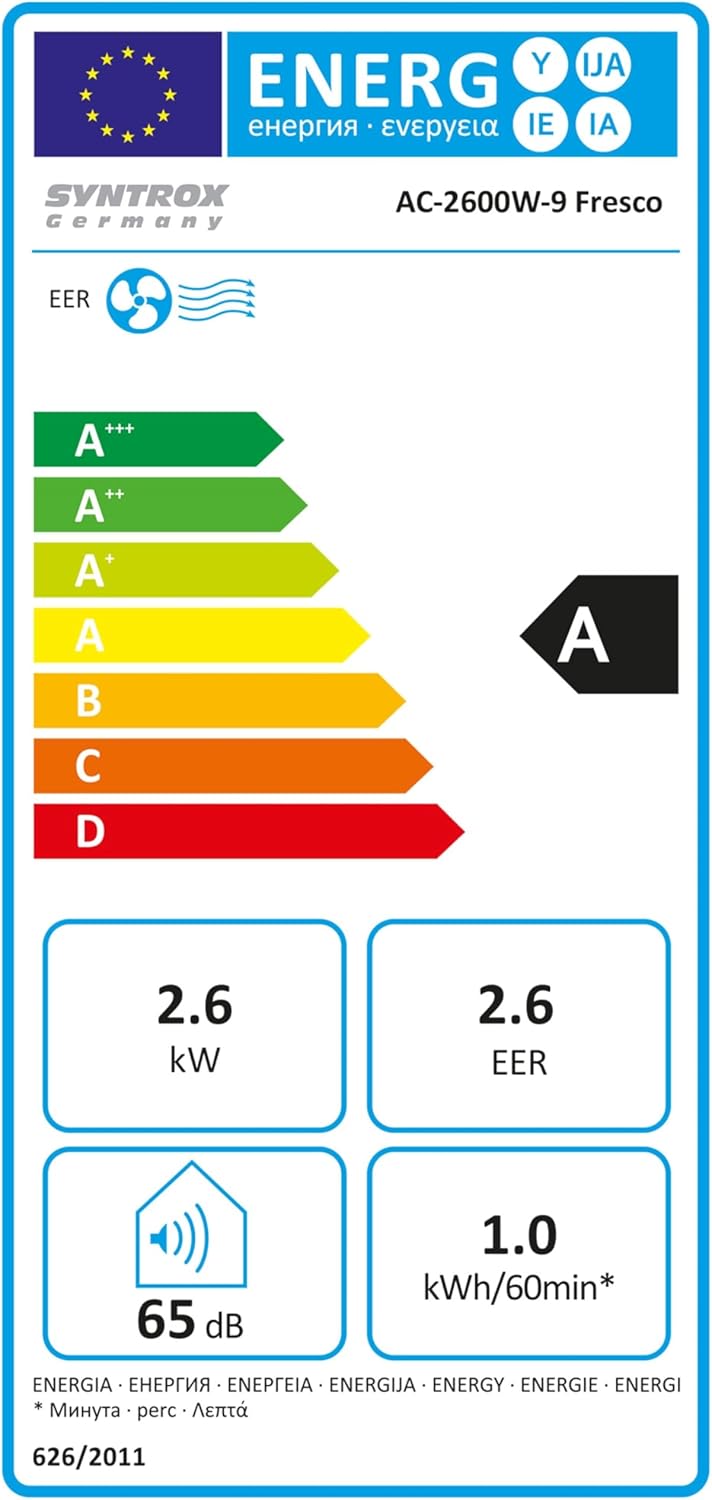Syntrox 9000 BTU Mobiles Klimagerät Fresco | Mobile Klimaanlage | Luftentfeuchter, mit Fernbedienung