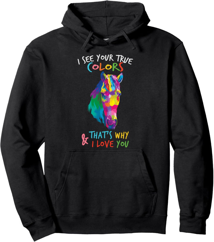 Buntes Pferd des Autismus Ich sehe deine wahren Farben Ich l Pullover Hoodie