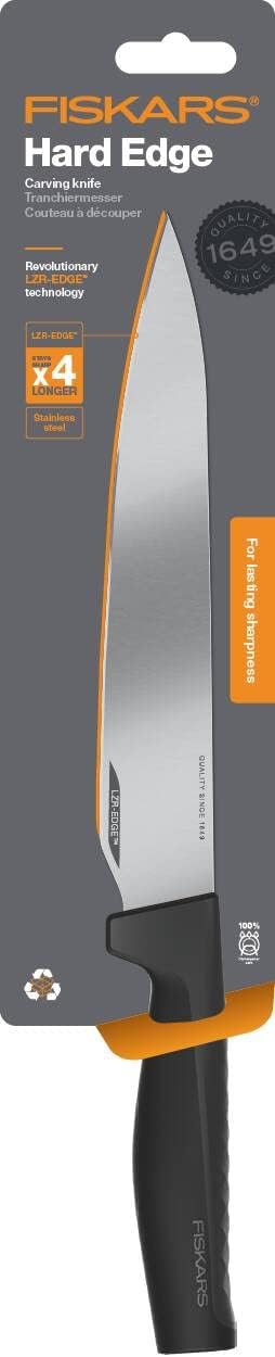 Fiskars Tranchiermesser, Hard Edge, Elegantes Design, Gesamtlänge: 35,1 cm, Rostfreier Stahl/Kunstst