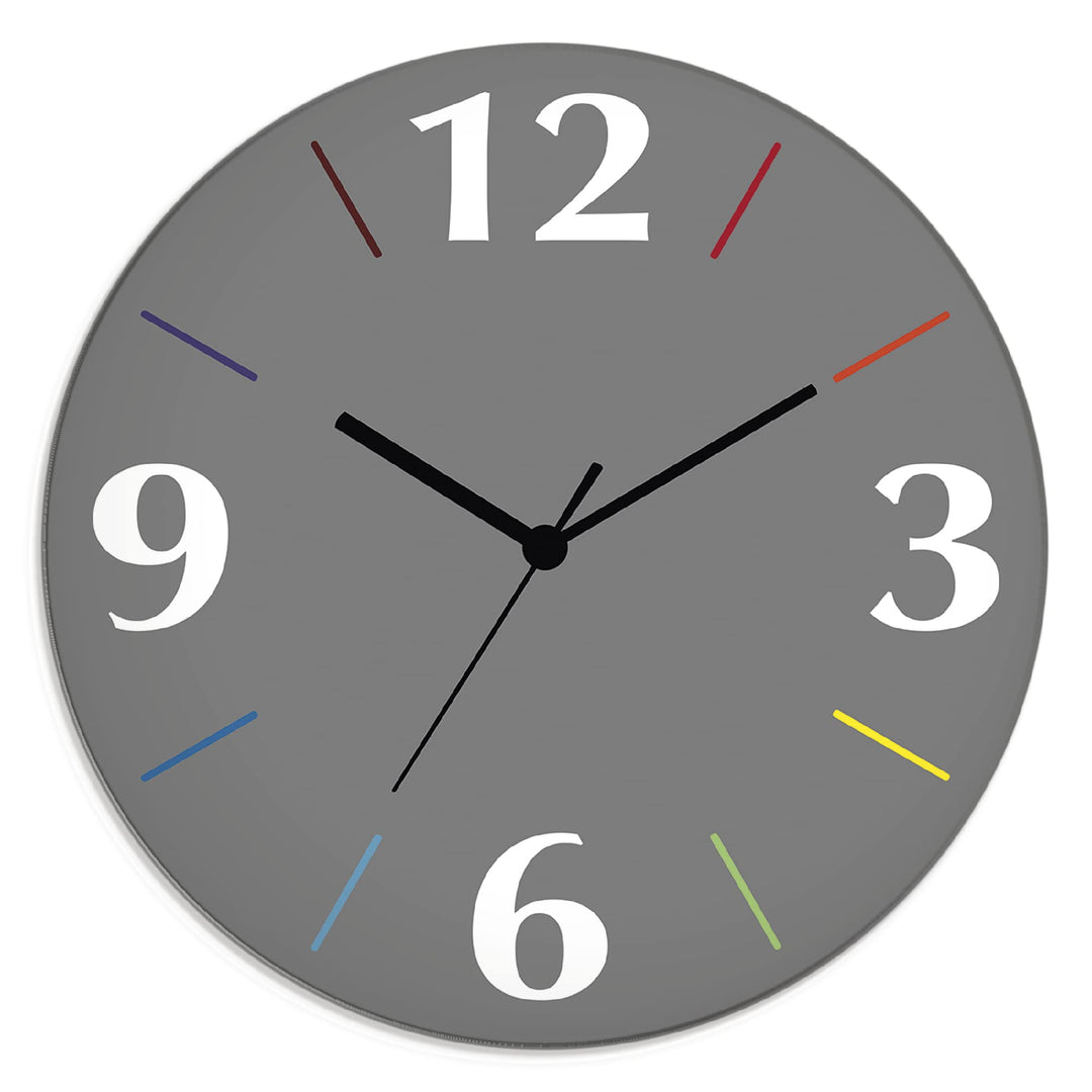 ARTLAND Wanddeko Wanduhr ohne Tickgeräusche aus Glas Quarzuhr Ø 30 cm Rund Lautlos Trendfarbe Grau-B