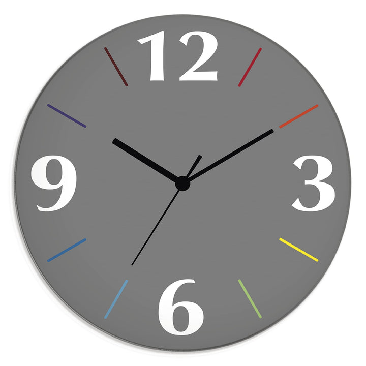 ARTLAND Wanddeko Wanduhr ohne Tickgeräusche aus Glas Quarzuhr Ø 30 cm Rund Lautlos Trendfarbe Grau-B