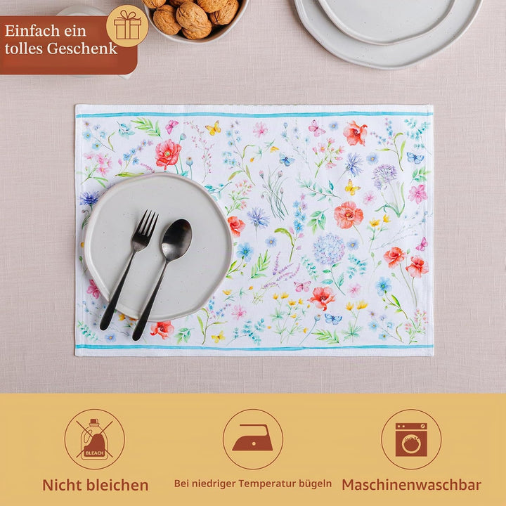 Maison d'Hermine Stoff-Tischsets, 100% Baumwolle, 4er-Set, 33 cm x 48 cm, dekorative, waschbare Tisc
