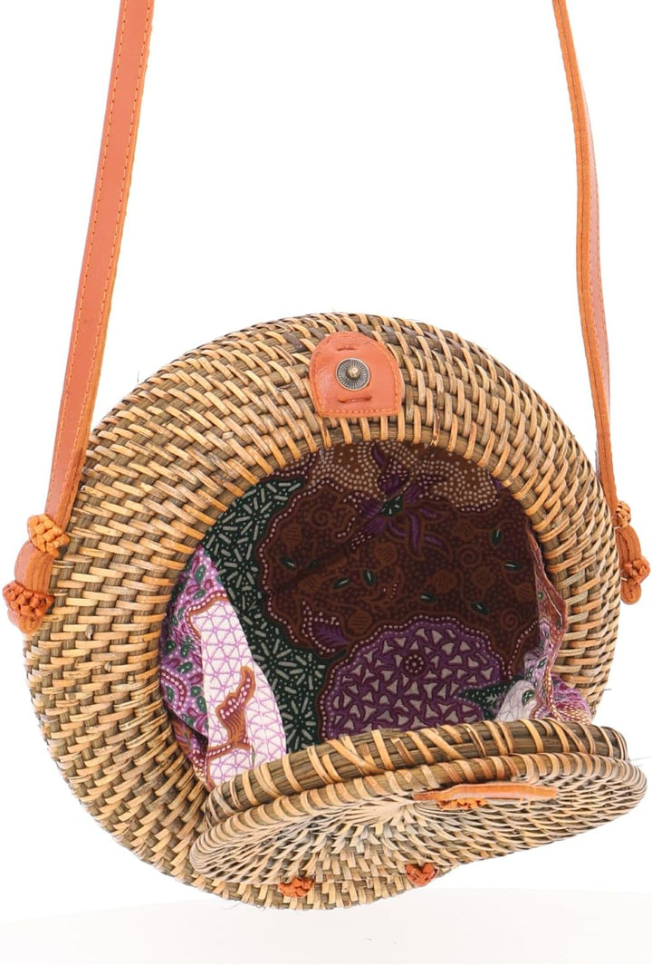 Geflochtene Handtasche, Korbtasche, Rattantasche, Bali rund, Modell 1 | 100 % Rattan, Unisex, tradit
