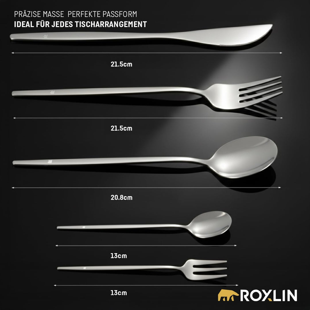 Premium Besteckset, 30-teilig, Gold, Edelstahl, Spülmaschinenfest, Elegantes Design, Tafelbesteck fü