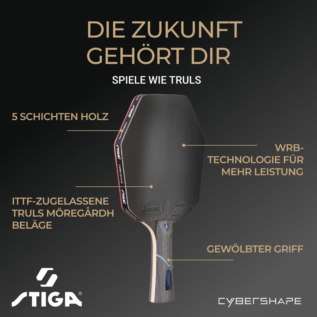 STIGA Tischtennisschläger Cybershape Future, Revolutionärer 3-Sterne-Tischtennisschläger mit Sechsec