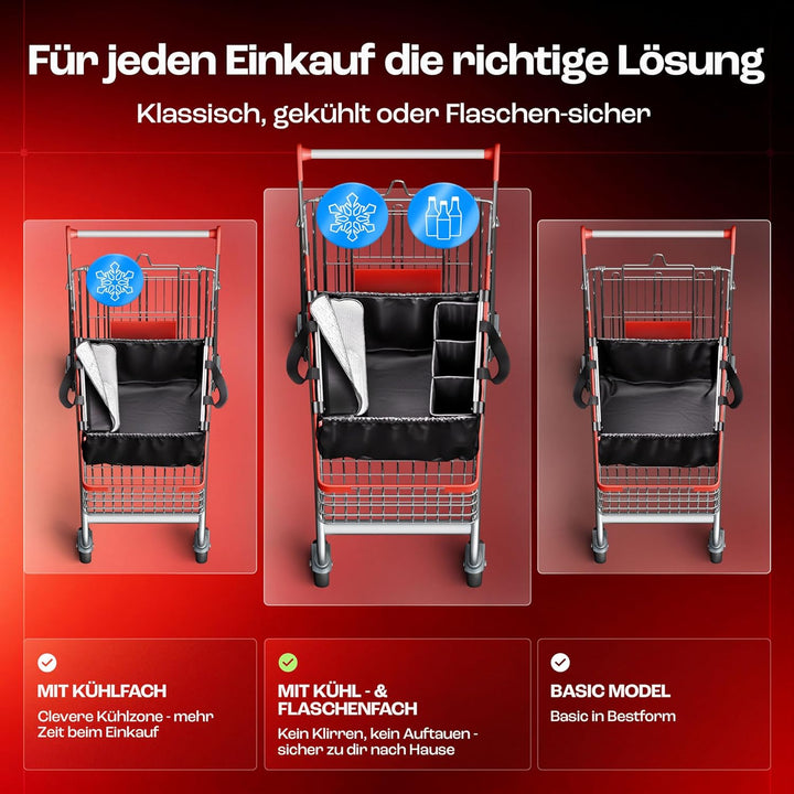achilles Easy-Carrier Alu, Faltbare Einkaufswagentasche mit Kühlfach und Flaschenfach, Einkaufstasch