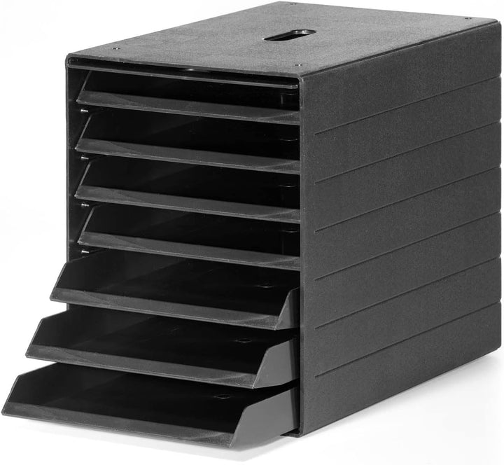 Durable Schubladenbox A4 Idealbox Plus 7 Fächer, Blauer Engel zertifiziert, 100 Prozent recycelbar,