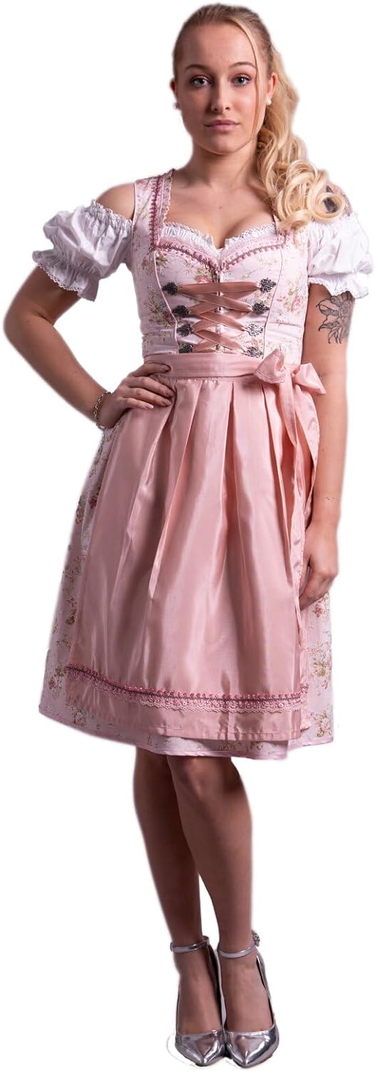 Dirndl Set Trachtenkleid Rose feingeblümt 538GT (44)