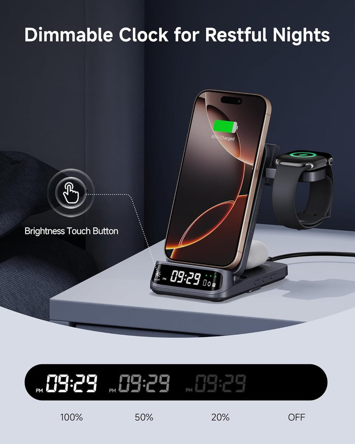 SwanScout Induktive Ladestation für iPhone, 3 in 1 Ladestation für iPhone 17/Air/16/15/14/13, Faltba
