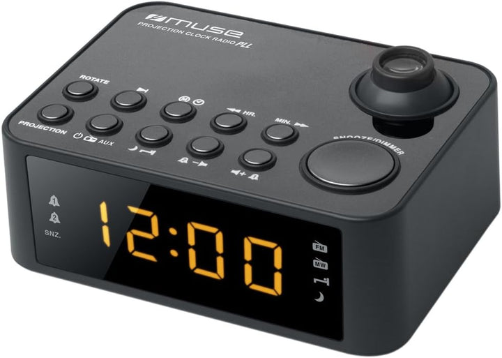 Muse M-178 P Radiowecker mit Uhrzeitprojektion, Schlummerfunktion, AUX-Eingang, Akku- oder Netzbetri