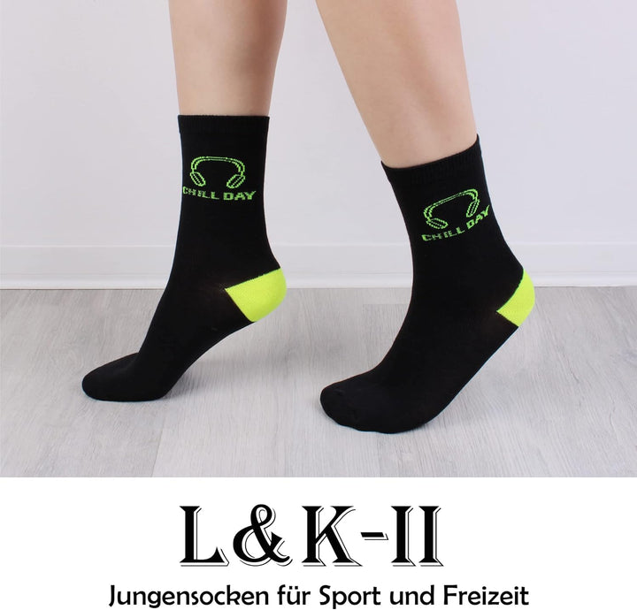 L&amp;K-II 12 Paar Pack Jungen Kindersocken Teenager Stümpfe Frühling und Sommer Socken mit niedlichen M