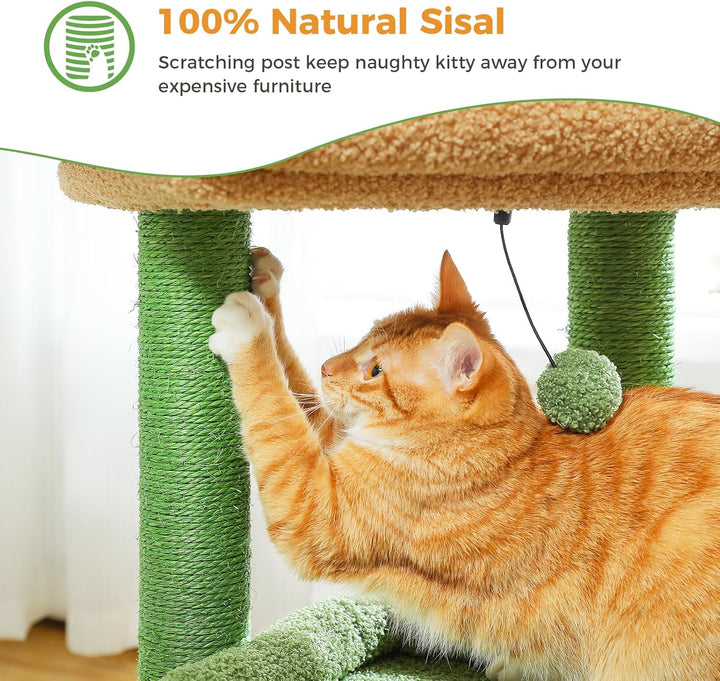 PAWZ Road Kleiner Katzenbaum, mehrstöckiger Katzenturm mit Sisal-überzogenem Kratzbaum, gemütlicher