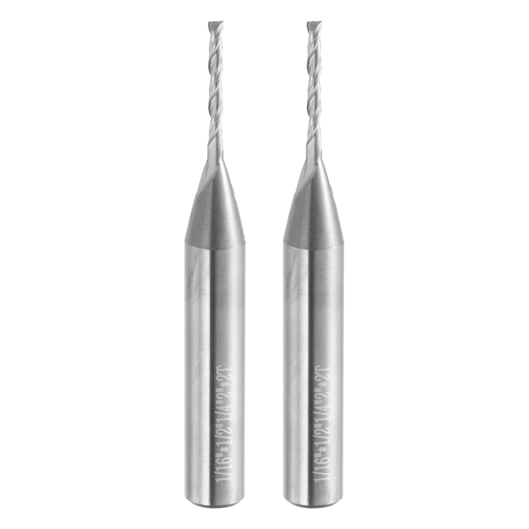 QUARKZMAN 2 Stück Fräser 1/16", Wolframstahl Spiralnutfräser Schaftdurchmesser 1/4", 2 Flöte CNC Frä