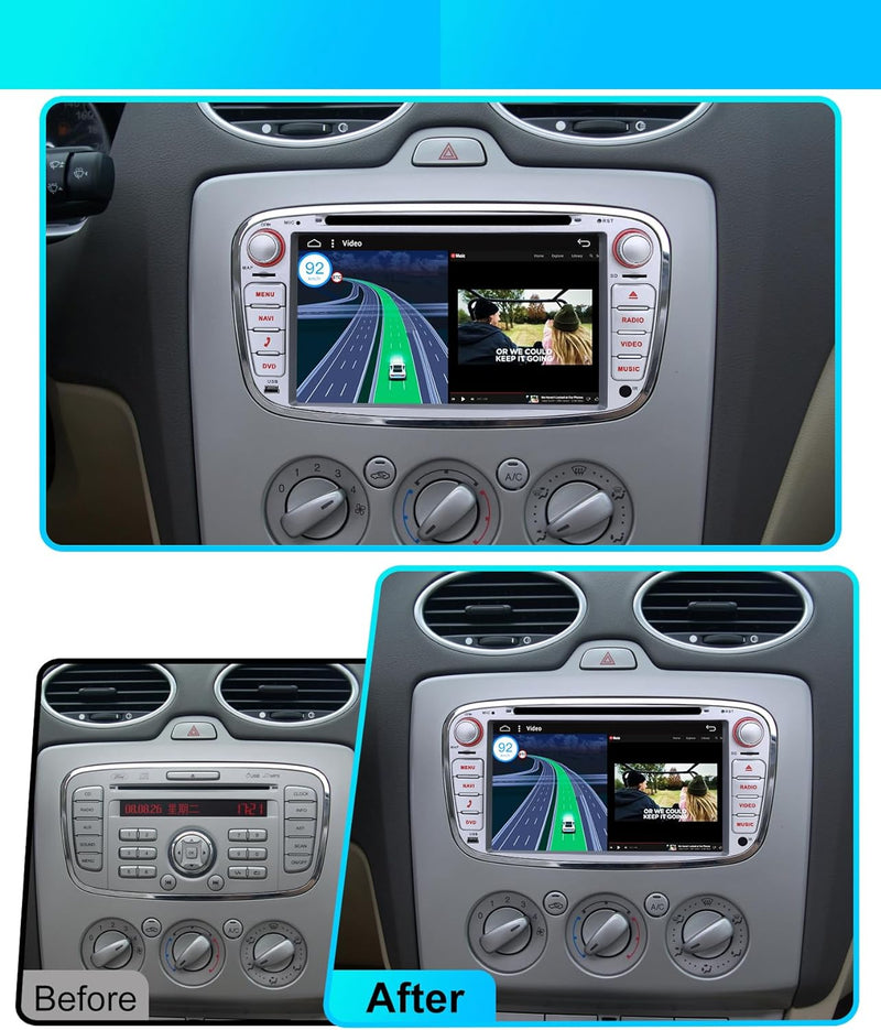 JOYX Android 10 Autoradio Passt für Ford Focus/Mondeo/S-Max/C-Max/Galaxy Navigation -GPS 2 Din - Can