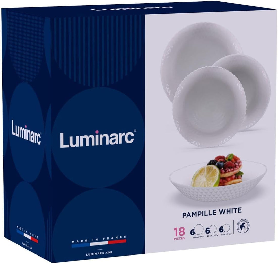 Luminarc Pampille Weiss Opal Geschirr 18 Stück - 6 Personen Weiss