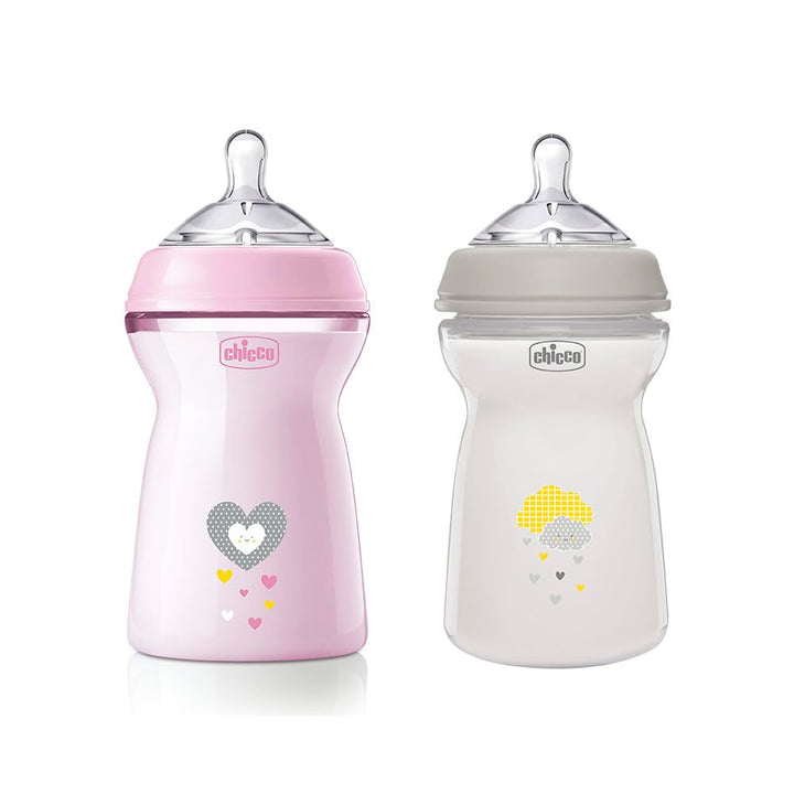 Chicco Natural Feeling Anti-Kolik Babyflasche 6+ Monate, 2 Stück, 330 ml, Babyfläschchen mit Weichem