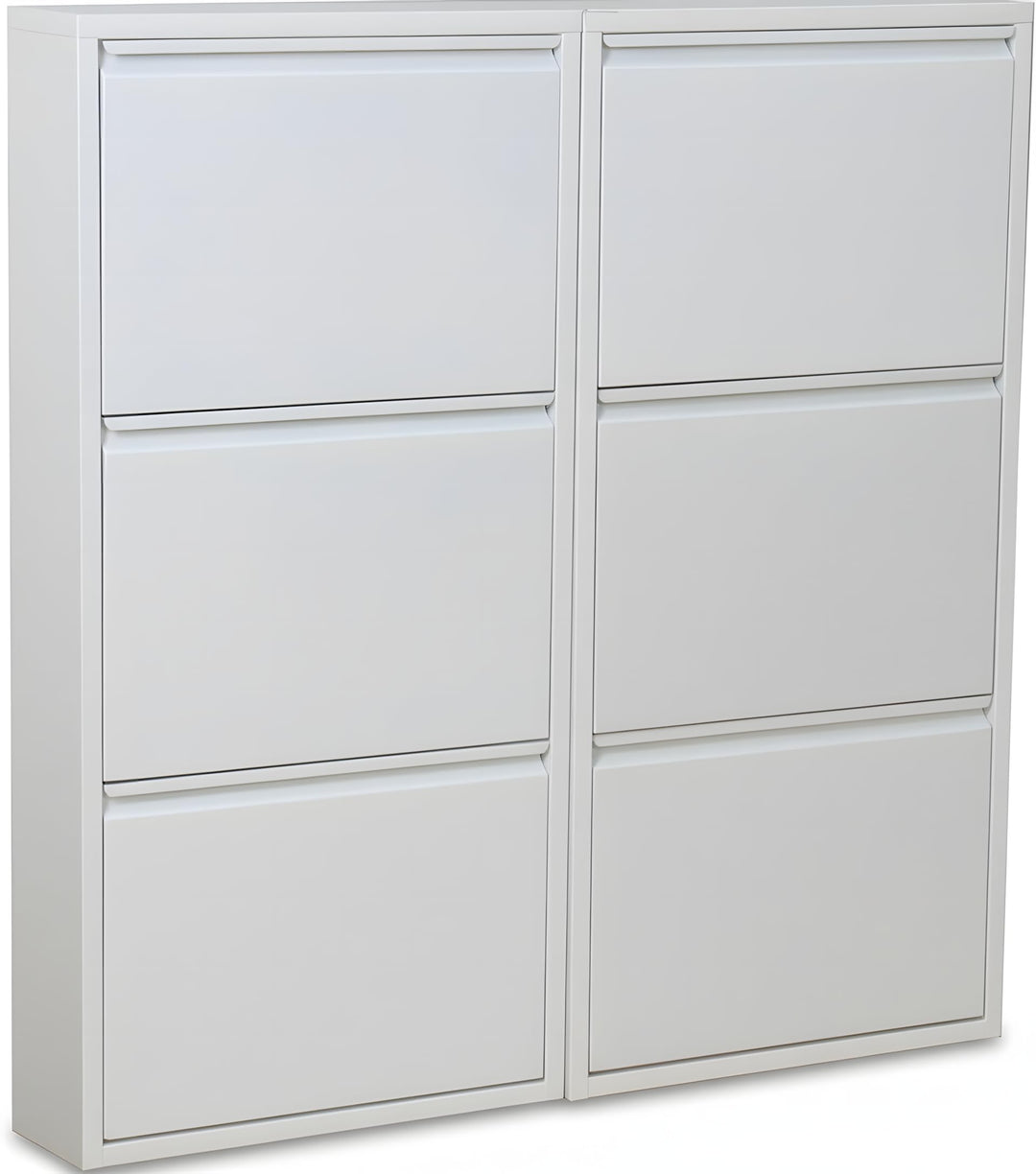 Dynamic24 XL Pisa 6 Klappen weiss – Schuhschrank – B101 x H106 x T16 cm – Metall pulverlackiert – Kl