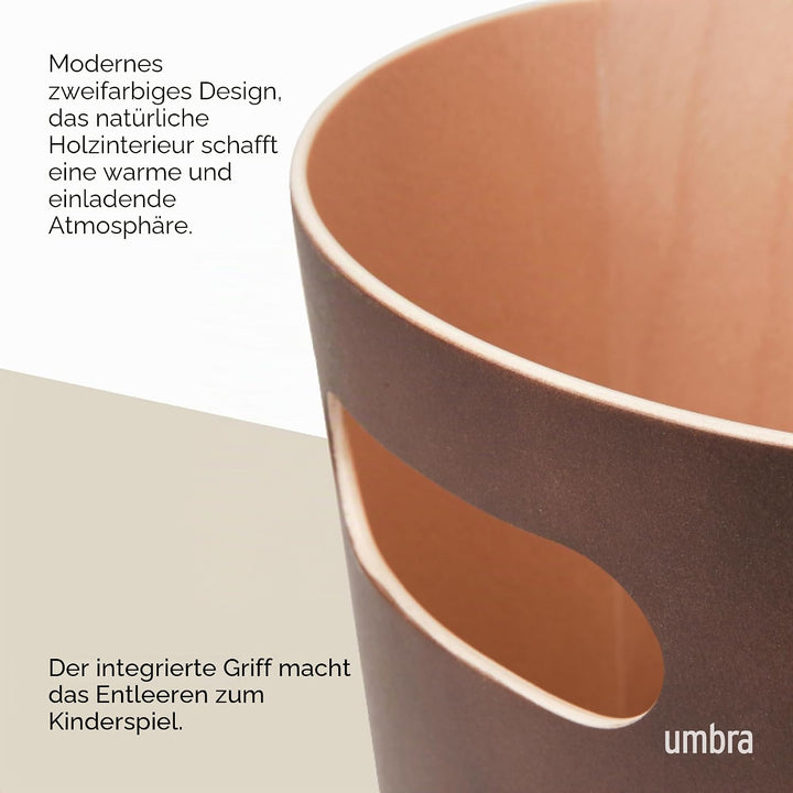 Umbra Woodrow Abfalleimer Holz, 7, 5l, Espresso/Natur, Espresso