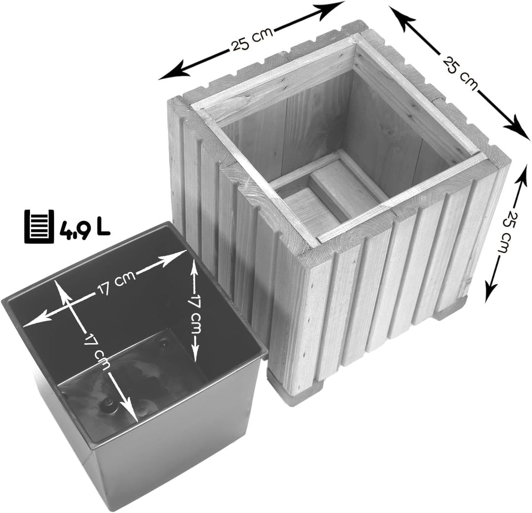 BooGardi Blumenkasten mit Einsatz · Anthrazit 25cm x 25cm x 25cm · 4 Farben 3 Grössen · Pflanzgefäss