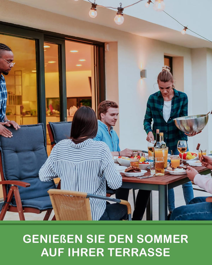 DILUMA Hochlehner Auflage Naxos für Gartenstühle 4er Set 118x49 cm Uni Anthrazit - 6 cm Starke Premi