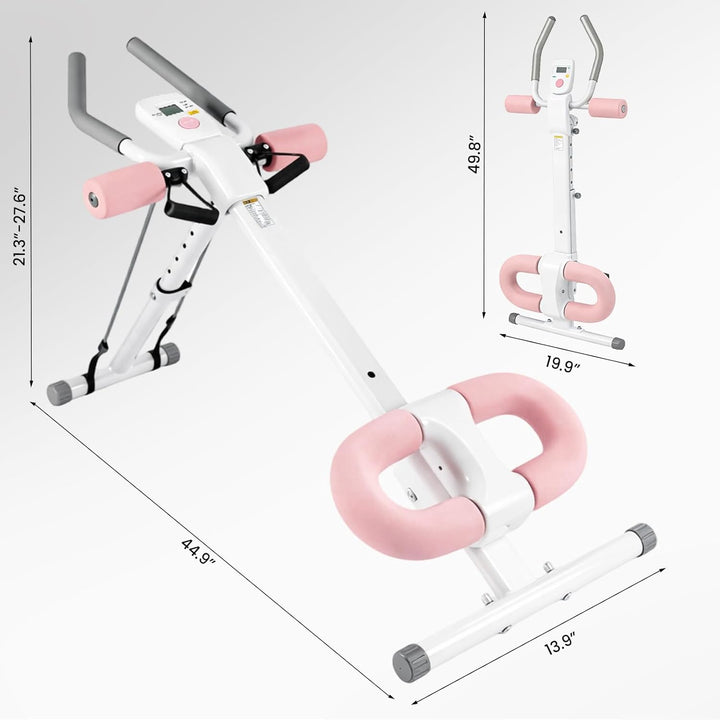 Ab Trainer Abdominal Muscle Machine Adjustable for Home Gym, Foldable And Space-Saving, Quiet Wheels