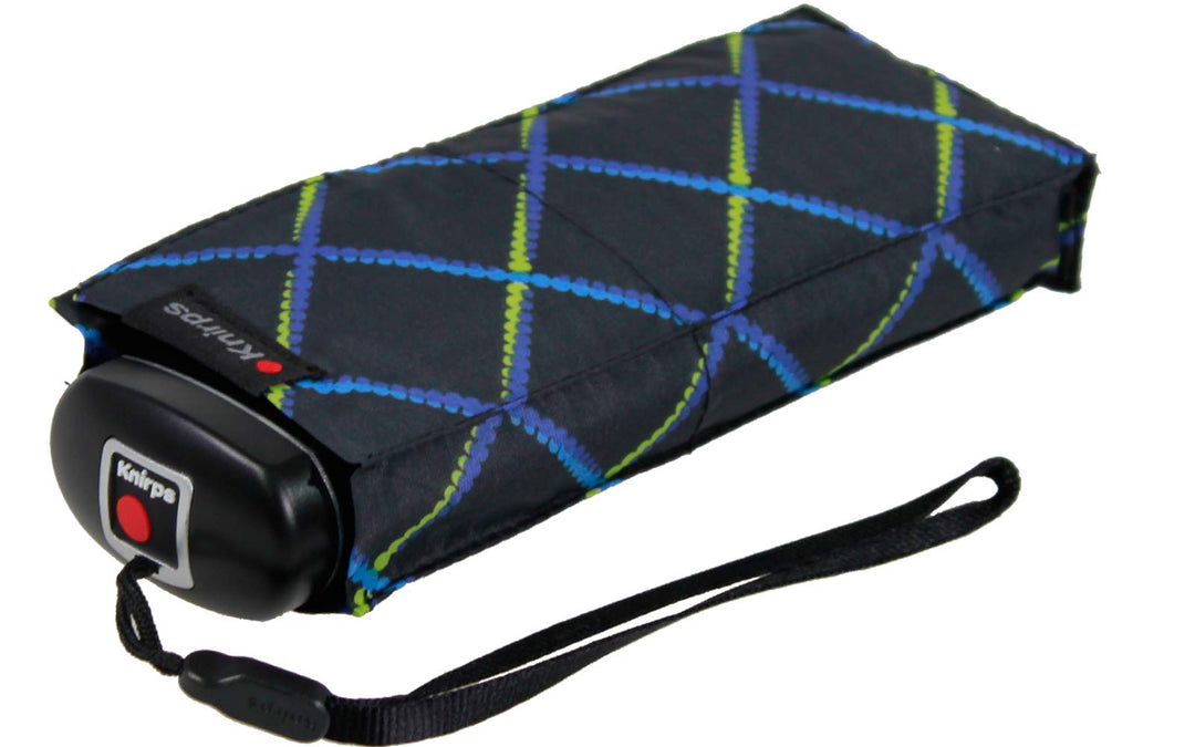 Knirps Taschenschirm Travel - Chains Schwarz-blau Karos, Schwarz-blau Karos