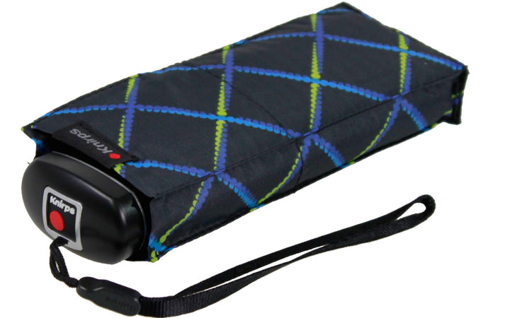 Knirps Taschenschirm Travel - Chains Schwarz-blau Karos, Schwarz-blau Karos