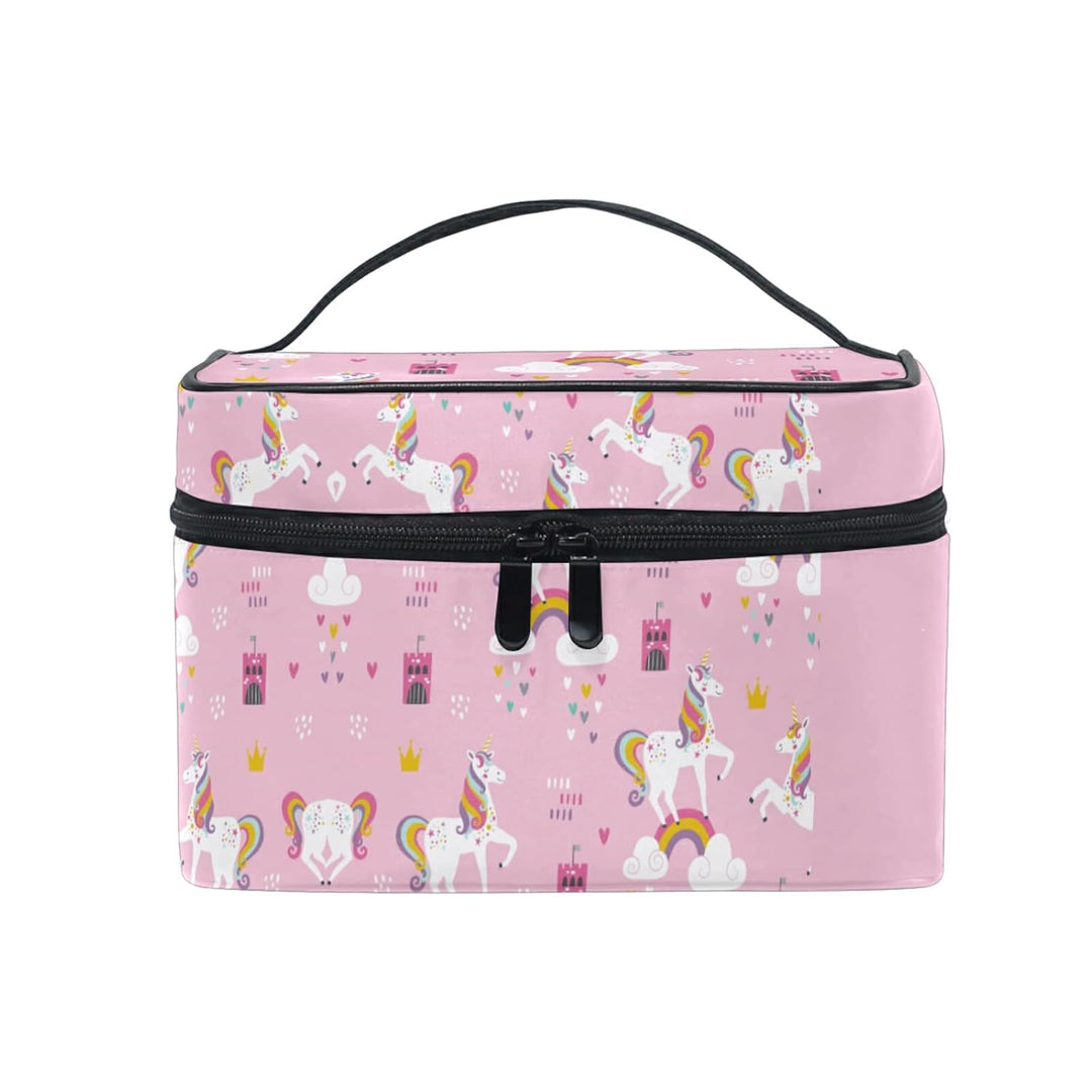 Mädchen Einhorn Regenbogen Rosa Makeup Tasche Organizer Kosmetikkoffer Kosmetiktasche Kulturbeutel G