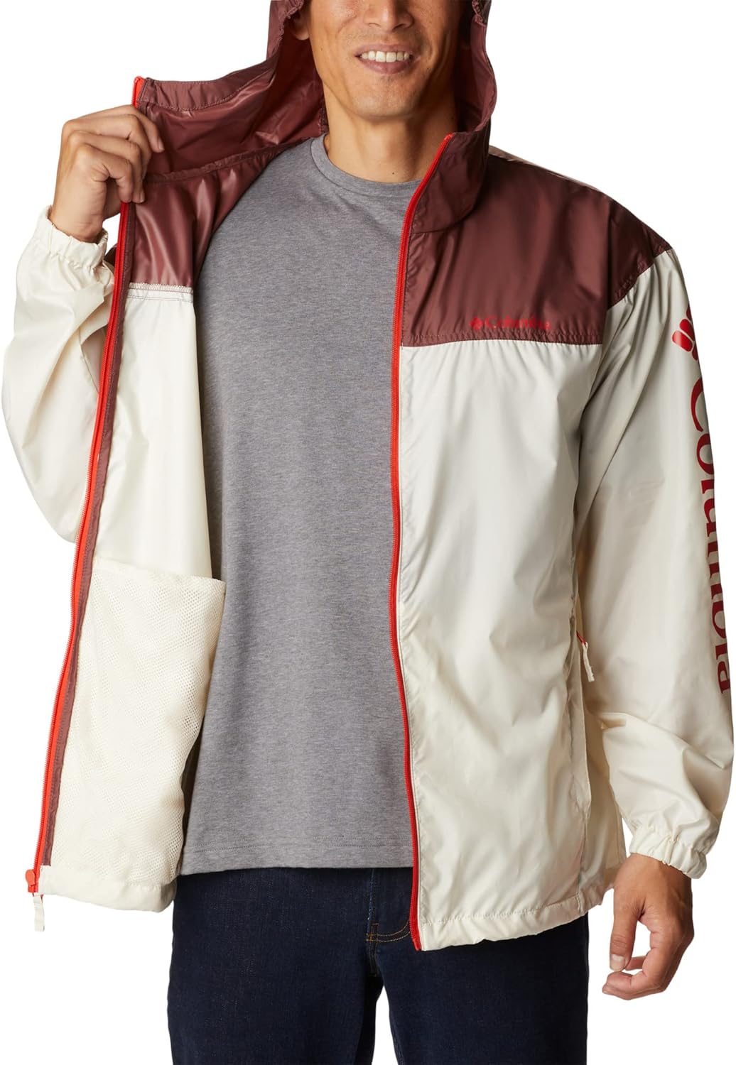 Columbia Herren Flash Challenger Novelty Windjacke S Chalk, Light Raisin, S Chalk, Light Raisin
