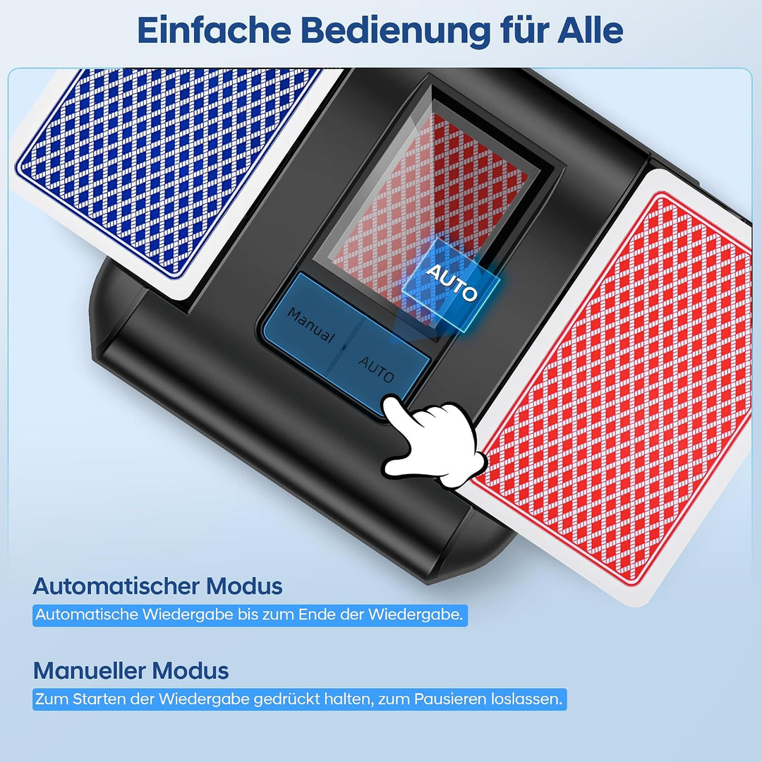 Automatischer Kartenmischer mit Dual-Modi Wiederaufladbarer Schwarz | USB-C Tragbares Leises und Sch