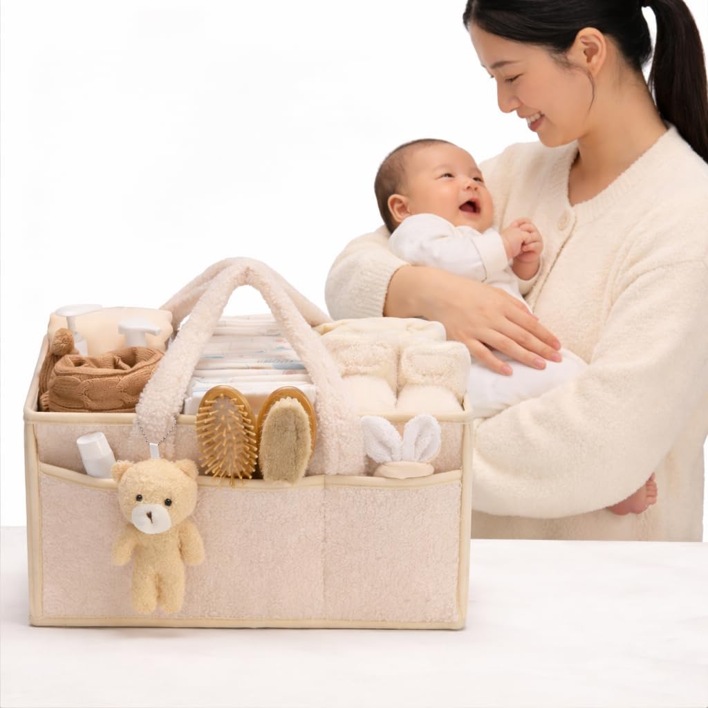 Baby-Windel-Caddy Organizer für Wickeltisch, Baby-Aufbewahrungskorb für Windeln und Feuchttücher, Ge