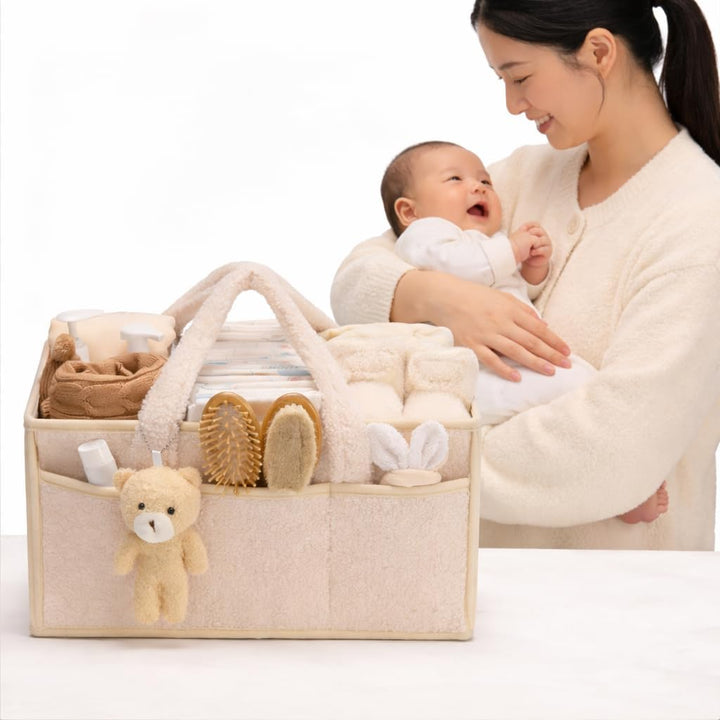 Baby-Windel-Caddy Organizer für Wickeltisch, Baby-Aufbewahrungskorb für Windeln und Feuchttücher, Ge