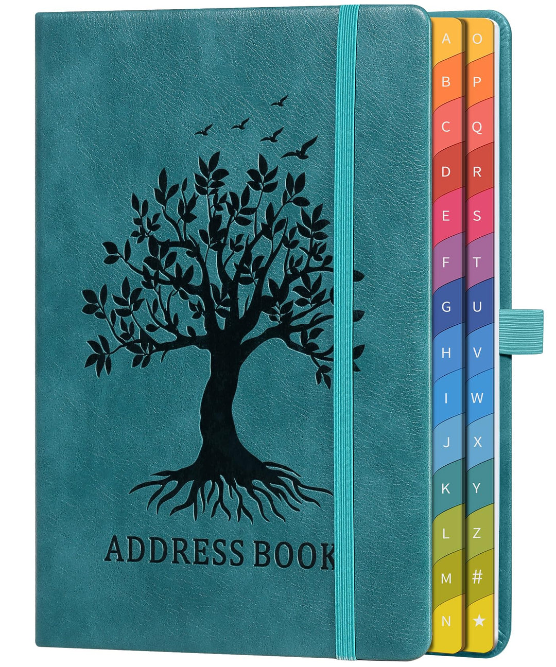 Adressbuch mit farbenfrohen alphabetischen Registerkarten (21,3 x 14,8 cm) - Hardcover-Telefon- und