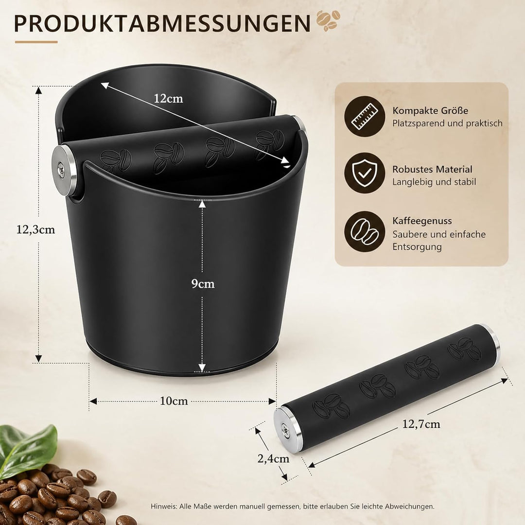 Klopfbehälter mit Barista-Bürste, Kaffeesatz-Auffangbehälter für Siebträger, stossdämpfendes Design,