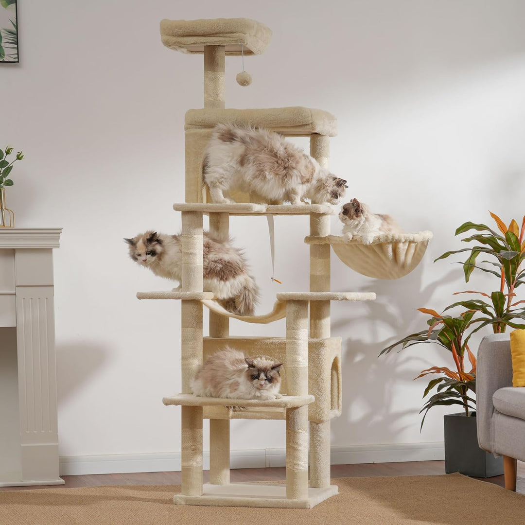 Heybly Kratzbaum, 178 cm Hoch, kratzsäule für Indoor Katzen, Mehrstöckiger Katzenkratzbaum mit 8 Kra
