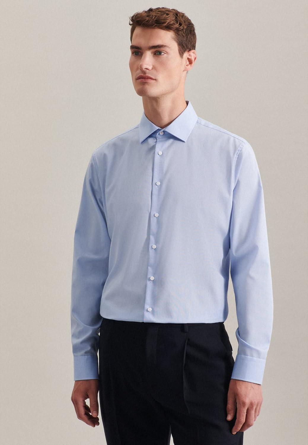 Seidensticker Herren Slim Bügelfrei Business Kent Extra Langer Arm Shirt 36 Hellblau, 36 Hellblau