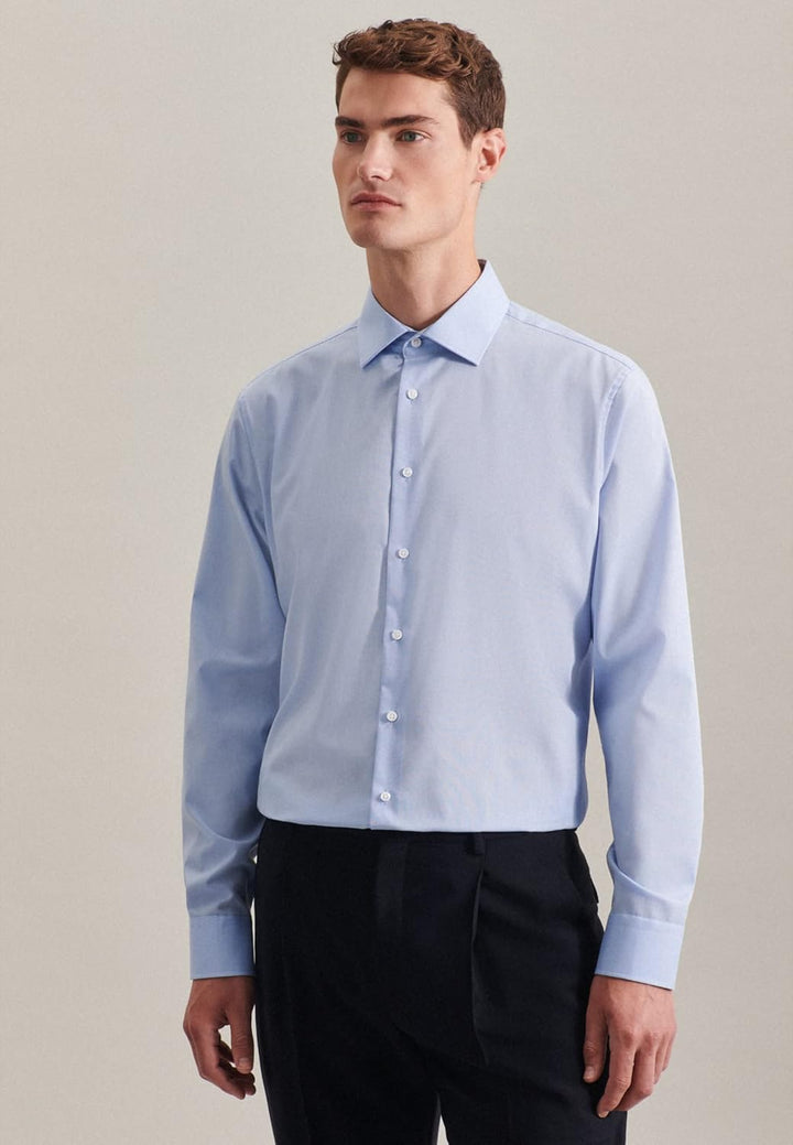 Seidensticker Herren Slim Bügelfrei Business Kent Extra Langer Arm Shirt 36 Hellblau, 36 Hellblau