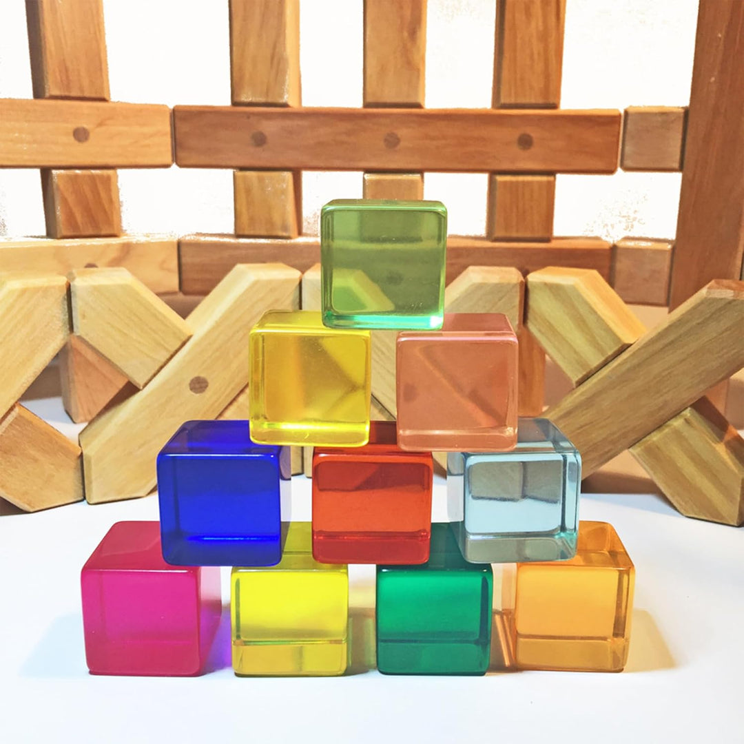 Regenbogen Jelly Blocks aus Acryl – Sensory Toys für Kinder, 16 Bunte Sensorik-Bauklötze ab 3 Jahren