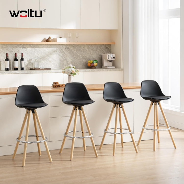 WOLTU Barhocker 2er Set Barstuhl aus Kunststoff Holzgestell mit Lehne + Fussstütze Design Stuhl Küch