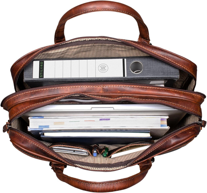 STILORD 'Dante' Business-Tasche Leder gross elegante Aktentasche Umhängetasche Laptoptasche 15.6 Zol