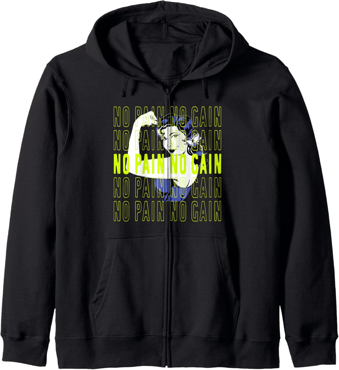 No Pain No Gain Fun Workout with Flexing Woman Kapuzenjacke
