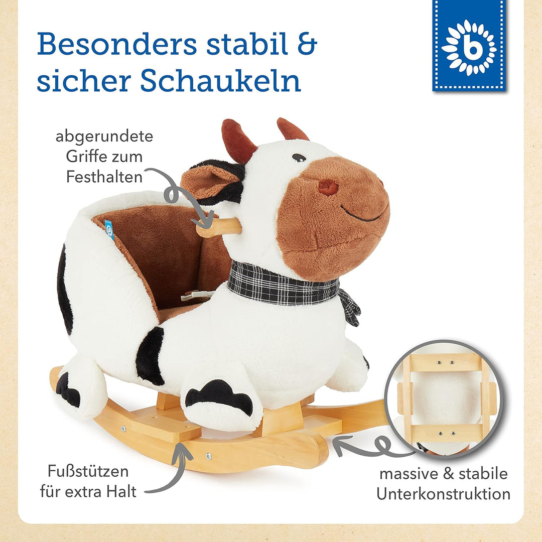 Bieco Plüsch Schaukeltier Kuh 'Bauernhof'| Kinder Schaukelstuhl | Sicherheitsgurt | Baby Schaukel |
