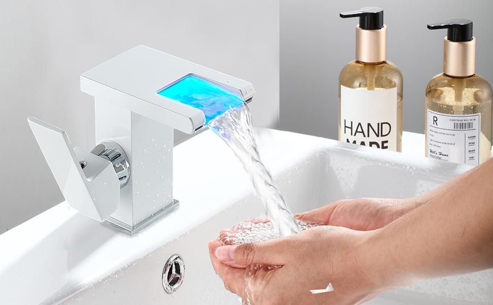 Wasserhahn Bad Waschbecken, Armatur Wasserfall, Kalte Und Heisse Armaturen, Badarmatur Mit 3/8" Heis