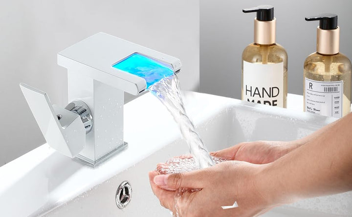 Wasserhahn Bad Waschbecken, Armatur Wasserfall, Kalte Und Heisse Armaturen, Badarmatur Mit 3/8" Heis