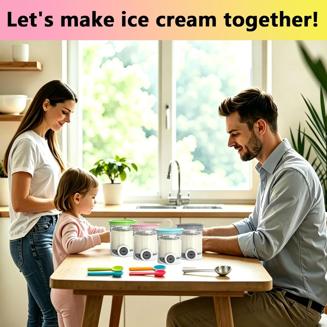 4 Stück Behälter Kompatibel mit Ninja Swirl Creami NC700 NC701EU Serie, 480ML Eiscreme Behälte mit D