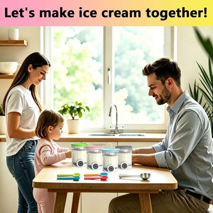 4 Stück Behälter Kompatibel mit Ninja Swirl Creami NC700 NC701EU Serie, 480ML Eiscreme Behälte mit D