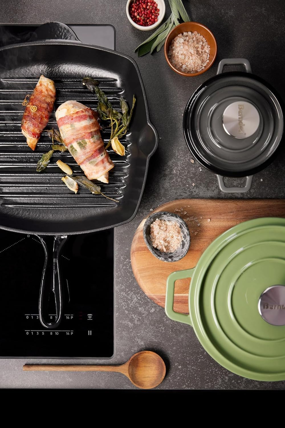 Berndes Bräter B.iron 5L mit Deckel - 26 cm - Gusseisen mit Emaillebeschichtung - Kochtopf zum Schmo