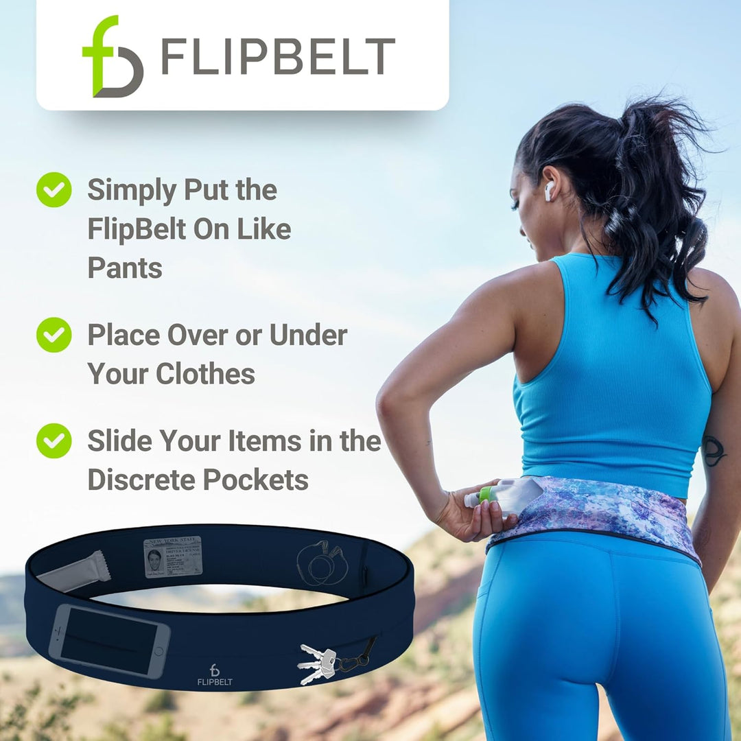 FlipBelt Classic - Laufgürtel für Handy & kleines Zubehör - Sport-Bauchtasche für Damen und Herren -