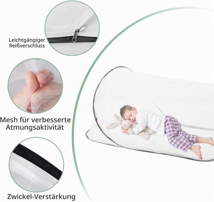 Moskitonetz Pop Up 200 x 80 x 56 Faltbares Mückennetz tragbares Campingzelt Familien Moskitonetzbett